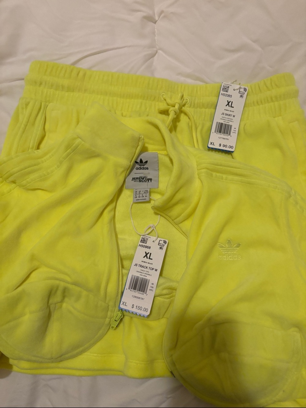 Adidas Jeremy Scott neon Cropped Zip Bra Jacket and Matching Skirt Set - Picture 9 of 16